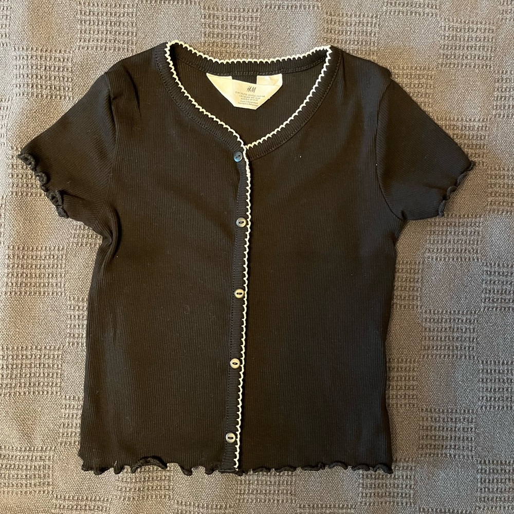H&M Black Faux-Button-Down Top, Size 5T